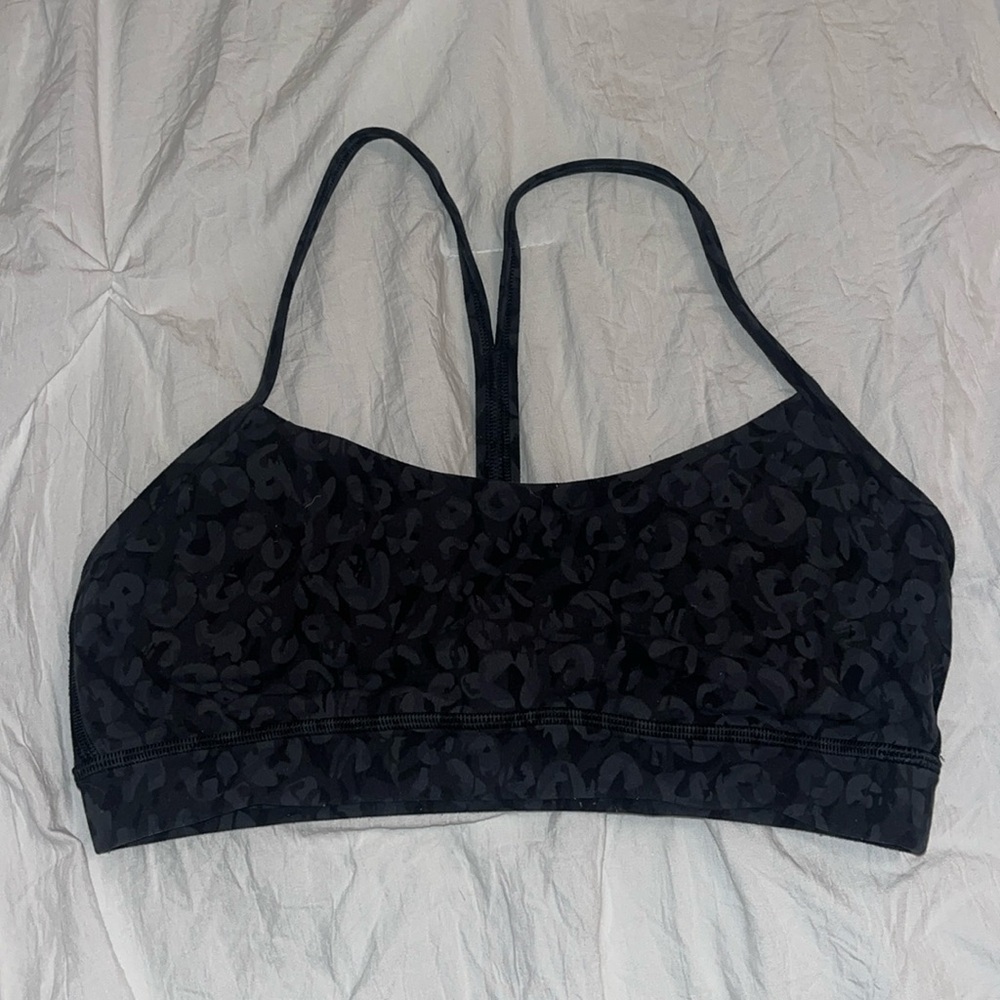 LULULEMON DARK LEOPARD Y SYMMETRICAL  SPORTS BRA